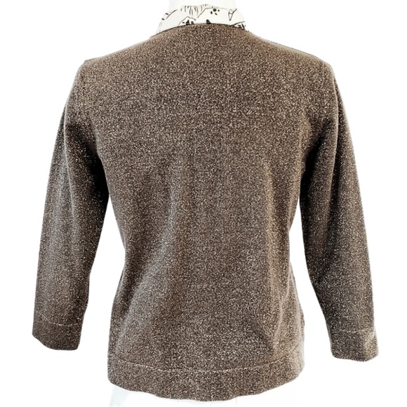 VINTAGE 90s Metallic & Brown Button Cardigan by August Silk - Picture 5 of 8